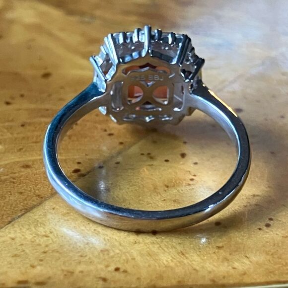 Red Labradorite Vermelho Red Garnet Sterling Silver Ring Size 8.75 - Picture 5 of 9